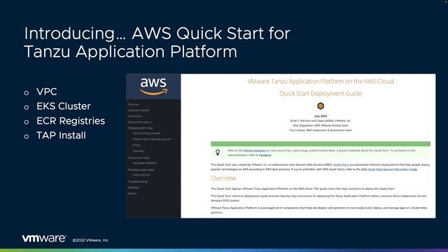 Introducing the VMware Tanzu Application Platform on AWS Quick Start смотреть онлайн