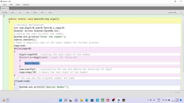 Special Number in Java | Check Whether Number is Special Number or Not using Java Loop | ICSE Java смотреть онлайн
