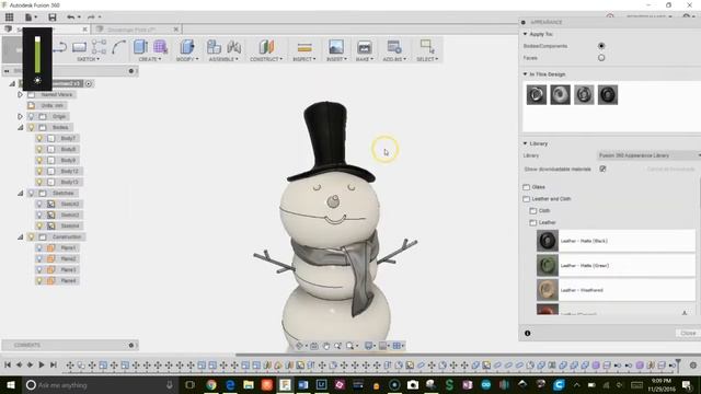 Model a Snowman Ornament in Fusion 360 смотреть онлайн