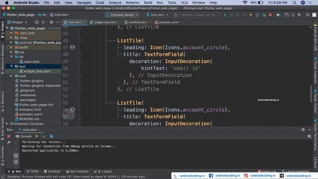 Flutter : Web form design and execution on browser | Added Subtitles | flutter coding
