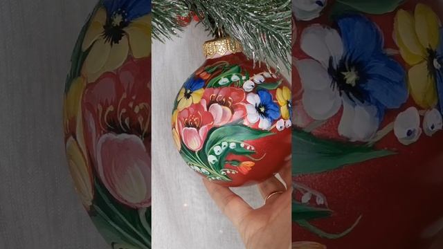 Арт. С49  Шар с ручной росписью 80 мм «Летний букет»