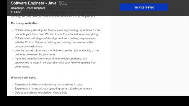 Software Engineer - Java, SQL at FIS Global | Job Description