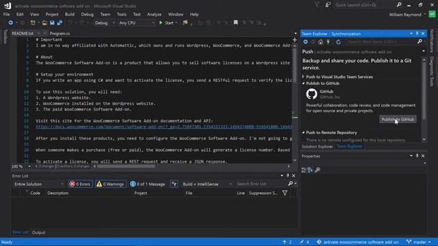 Use Visual Studio to publish a public GitHub project смотреть онлайн