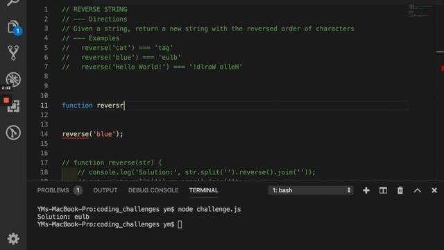 JavaScript Code Challenge Explained: Reverse String