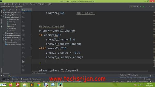 Space -Invader Game Development Tutorial in Python using Pygame Library in Hindi | Urdu | Part-3