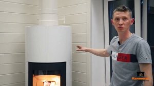 Обзор печь-камина Nordpeis Ronda в гостиной со вторым светом. Норвежская печь для дома