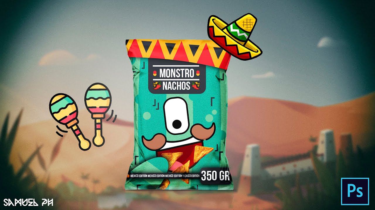 Chips or Nachos packaging design in Photoshop | Дизайн упаковки чипсов в фотошопе смотреть онлайн
