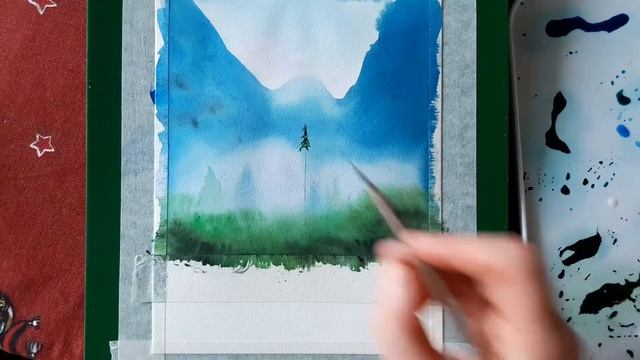 Простой горный пейзаж акварелью. Пошаговое описание. Акварель для начинающих смотреть онлайн