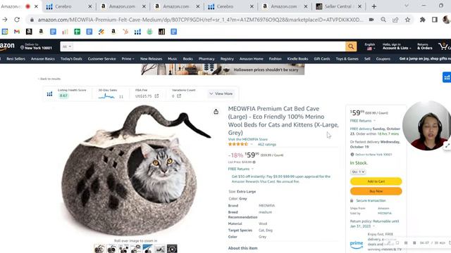 ASIN Review: MEOWFIA - Premium Cat Bed Cave (Large) - Eco Friendly 100% Merino Wool Beds for Cats