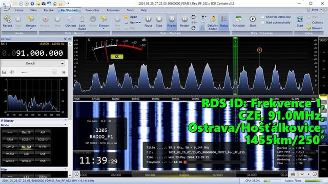 29.05.2024 08:39UTC, [Es], Frekvence 1, Чехия, 91.0МГц, 1455км