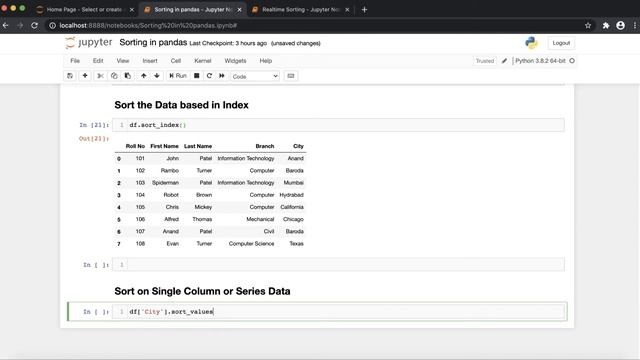 Pandas Tutorial (Session 6) - Sorting of DataFrames using pandas. sort_values(), Sort_index()