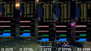 i5 3570 vs i5 3570k OC vs i7 3770 (Xeon E3 1270v2) vs i7 3770k OC vs R3 3100 in 15 Games