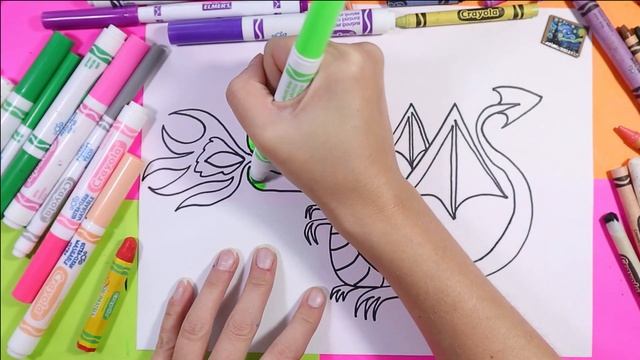 How-To Draw a Cartoon, Fire Breathing Dragon, Dragon Step-by-Step Drawing Tutorial смотреть онлайн