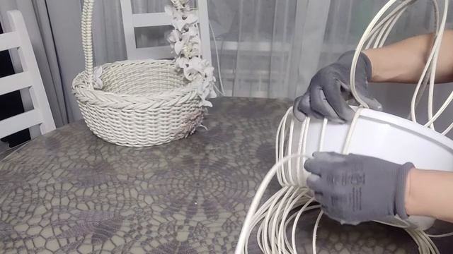 Корзина из полиротанга "Весеннее настроение" Способ установки стоек и лозы "Паучок" часть 1
