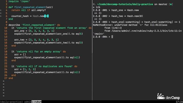 How to Find the First Duplicate in a Ruby Array by Creating a Counter Hash