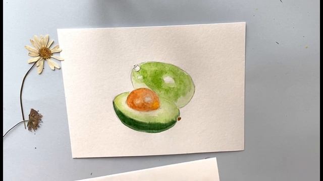 Как нарисовать Авокадо. Акварель для начинающих. Пошаговое рисование смотреть онлайн