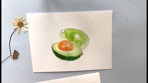Как нарисовать Авокадо. Акварель для начинающих. Пошаговое рисование