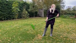 Watch this rake broom sweep up leaves with no damage to the lawn