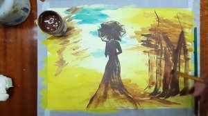 Как нарисовать осень. Рисуем женщину- осенью Рисуем осень гуашью. Правополушарное рисование.