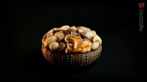 Netsuke - Нэцкэ. *Грибы* О. Саломакин 2021 г. зуб кашалота, панцирь морского ежа. 4.1 х 2.5 см.