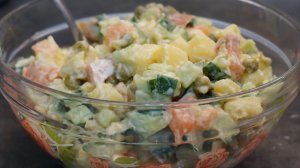 Оливье с красной рыбой