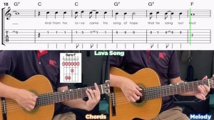 How to play Lava Song from Disney & Pixar’s Lava on Guitar - Chord & Melody Tutorial Tabs