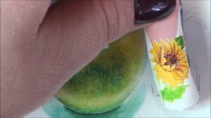 Рисуем подсолнух на ногтях/Рисунок подсолнуха/Роспись ногтей/Дизайн ногтей/Nail art painting