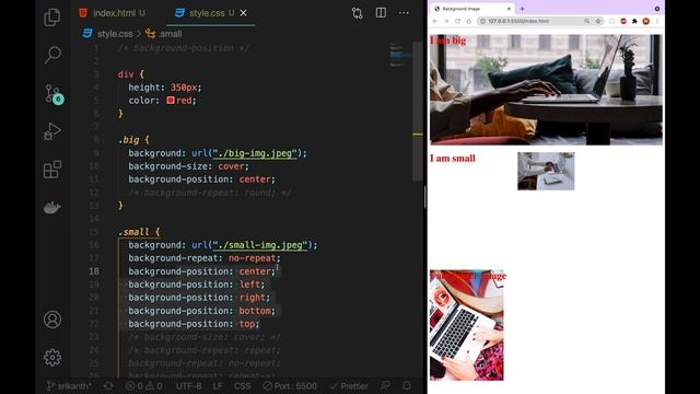 CSS3 Full Course[4K] - 40 | Background Position Property in CSS | Background Image |Telugu #css