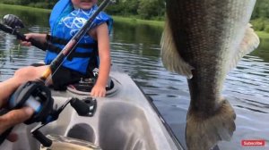 (6lb 2oz in the yak) Kayak fishing with my mini ! Summer time fishing !