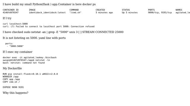DevOps & SysAdmins: Failed to connect to localhost port 5000: Connection refused with Docker смотреть онлайн