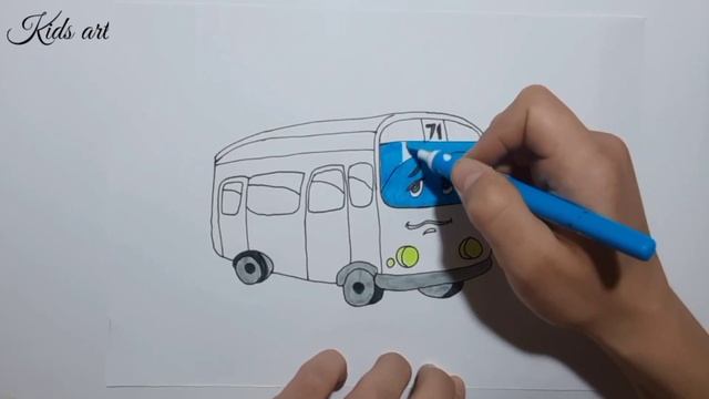 How to draw a bus picture | Avtobus rasmi qanday chiziladi | Как нарисовать автобус