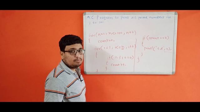 Write a program to print prime numbers between 1 to 100 | C programming in Hindi | PART 39 смотреть онлайн