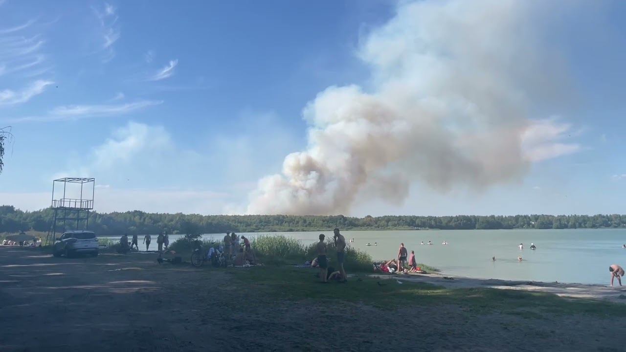 Пожар в Балашихе. Вид со стороны оз.Бисерово 24.08.2022 смотреть онлайн