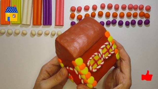 Лепим из пластилина зимний разноцветный ? домик.