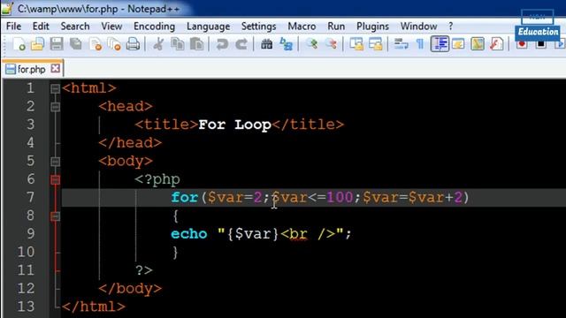 PHP: Hypertext Preprocessor -Tutorial no 28 For Loop смотреть онлайн