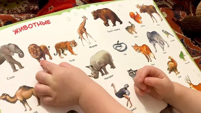 Катя читает книгу с мамой. Учим животных цвета фигуры.