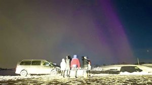 March 24, 2024 Video of the Northern Lights 90 km from Murmansk with guests from Korea