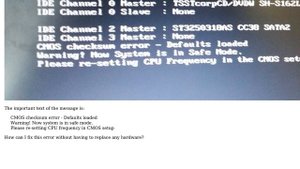 How to fix "Warning! Now system is in safe mode. Please re-setting CPU frequency in CMOS setup"...
