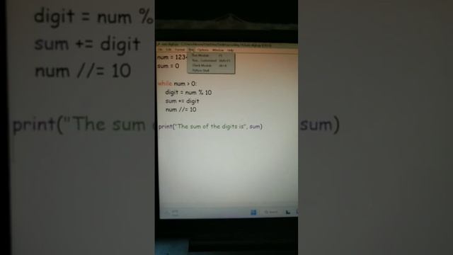 python program that calculate the sum of digit of a number. #notes #computerscience #idle #coding