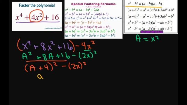 Factor polynomial x^4 + 4x^2 +16. Advanced Factoring смотреть онлайн