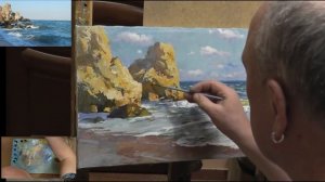 Урок рисования  Море, скалы, волна. часть 2