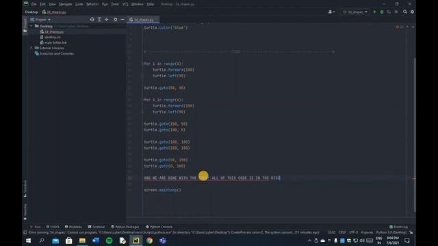 How to create an Easy 3D Cube in Python Turtle.