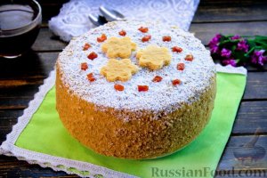 Без масла и яиц. 
ПОСТНЫЙ ТОРТ С АПЕЛЬСИНОВЫМ КРЕМОМ