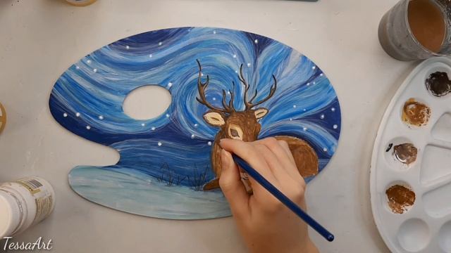 Рисуем семью оленей на деревянной палитре | Часть 2 смотреть онлайн