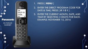 Panasonic - Telephones - Function - How to set the date and time. Models listed in Description.