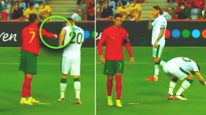 THIS IS WILD!  RONALDO KICKS A DEFENDER for kicking ball away from penalty spot!