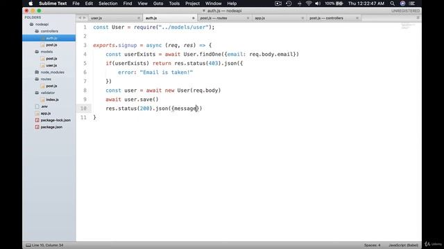 3  User signup using async await