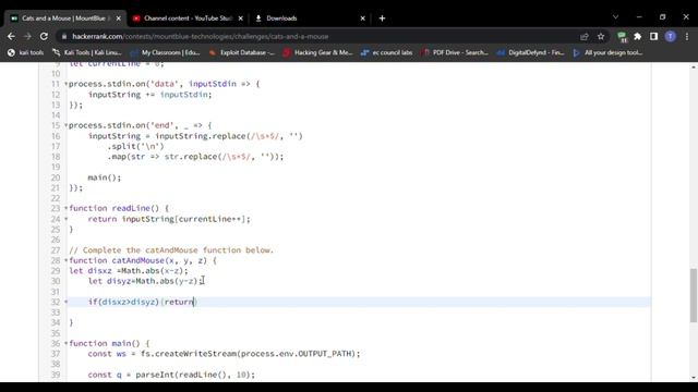 Hackerrank - Solved Cats and a Mouse using Javascript