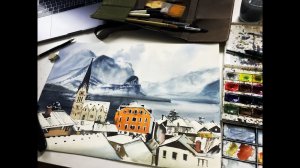 Мастер-класс «Озеро Гальштат» | Как нарисовать озеро поэтапно