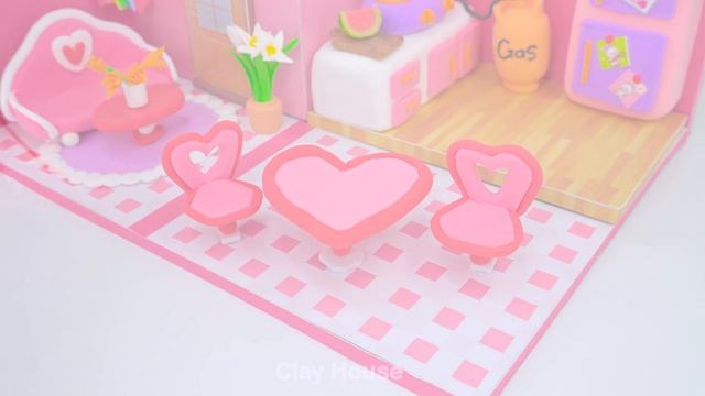 How To Make Lovely Pink Miniature House from Polymer Clay for Love day ❤️ DIY Miniature Clay #25 смотреть онлайн
